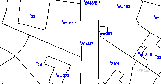 Parcela st. 2046/7 v KÚ Kyselovice, Katastrální mapa