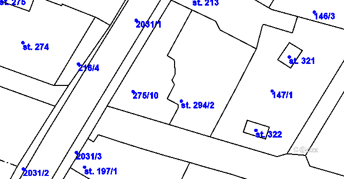 Parcela st. 294/1 v KÚ Kyselovice, Katastrální mapa