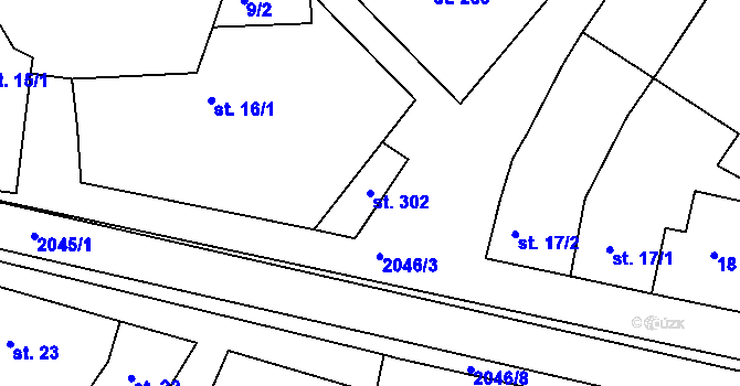 Parcela st. 302 v KÚ Kyselovice, Katastrální mapa
