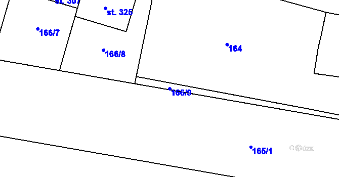Parcela st. 166/9 v KÚ Kyselovice, Katastrální mapa