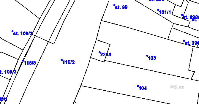 Parcela st. 2214 v KÚ Kyselovice, Katastrální mapa