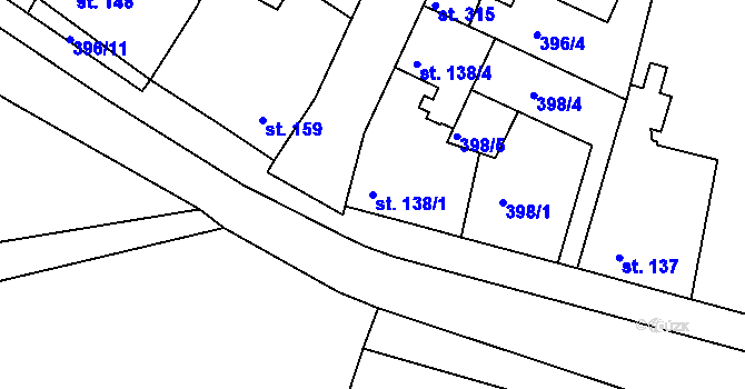 Parcela st. 138/1 v KÚ Kyšice, Katastrální mapa