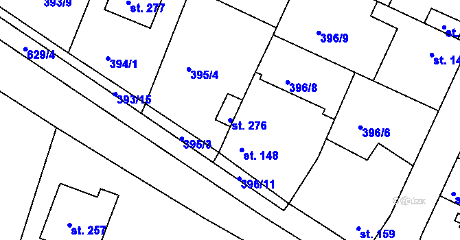 Parcela st. 276 v KÚ Kyšice, Katastrální mapa