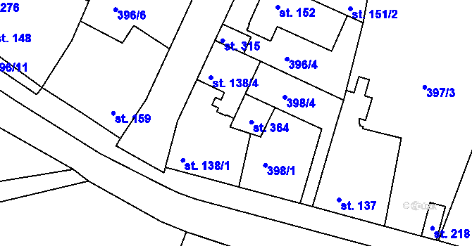 Parcela st. 398/5 v KÚ Kyšice, Katastrální mapa