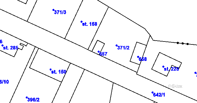 Parcela st. 657 v KÚ Kyšice, Katastrální mapa