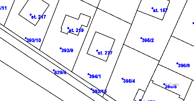 Parcela st. 277 v KÚ Kyšice, Katastrální mapa