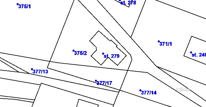 Parcela st. 279 v KÚ Kyšice, Katastrální mapa