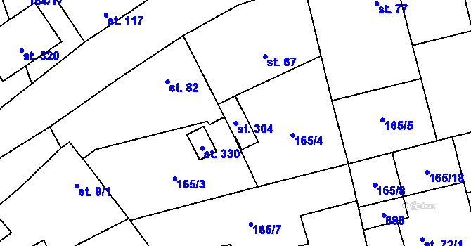 Parcela st. 304 v KÚ Kyšice, Katastrální mapa