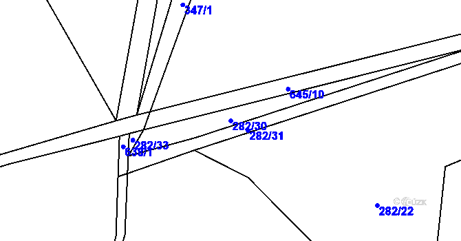 Parcela st. 282/30 v KÚ Kyšice, Katastrální mapa