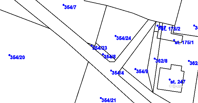 Parcela st. 354/22 v KÚ Kyšice, Katastrální mapa