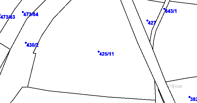 Parcela st. 425/11 v KÚ Kyšice, Katastrální mapa