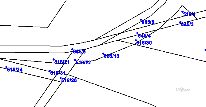 Parcela st. 526/13 v KÚ Kyšice, Katastrální mapa
