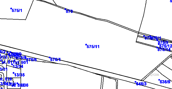 Parcela st. 575/11 v KÚ Kyšice, Katastrální mapa