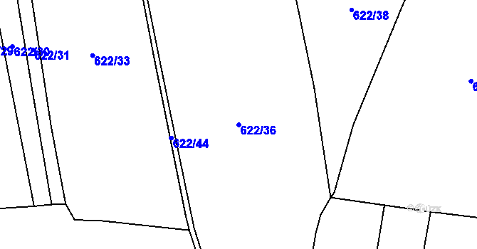 Parcela st. 622/36 v KÚ Kyšice, Katastrální mapa