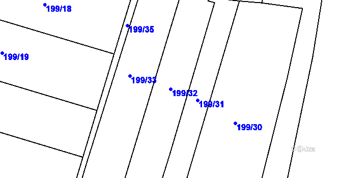 Parcela st. 199/32 v KÚ Kyšice, Katastrální mapa