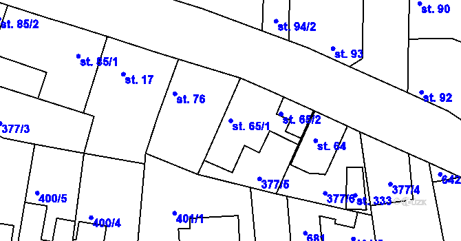Parcela st. 65/1 v KÚ Kyšice, Katastrální mapa