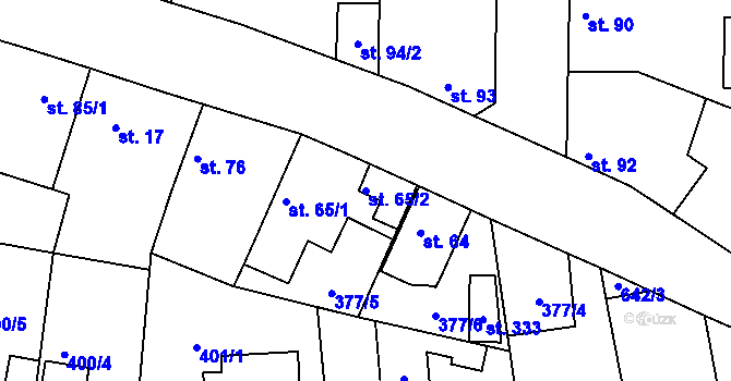 Parcela st. 65/2 v KÚ Kyšice, Katastrální mapa