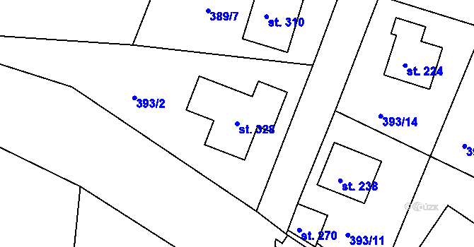 Parcela st. 328 v KÚ Kyšice, Katastrální mapa