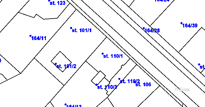 Parcela st. 110/1 v KÚ Kyšice, Katastrální mapa