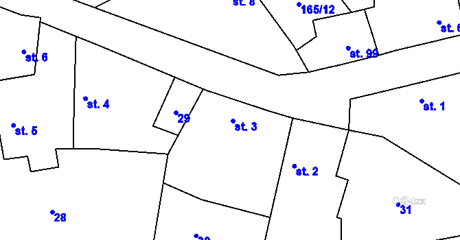 Parcela st. 3 v KÚ Kyšice, Katastrální mapa