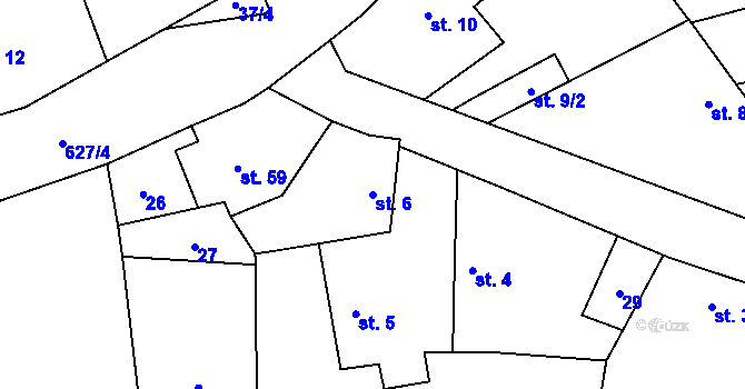 Parcela st. 6 v KÚ Kyšice, Katastrální mapa