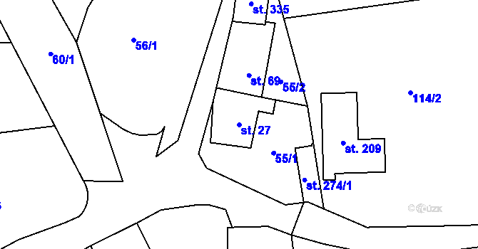 Parcela st. 27 v KÚ Kyšice, Katastrální mapa