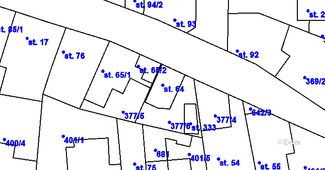 Parcela st. 64 v KÚ Kyšice, Katastrální mapa