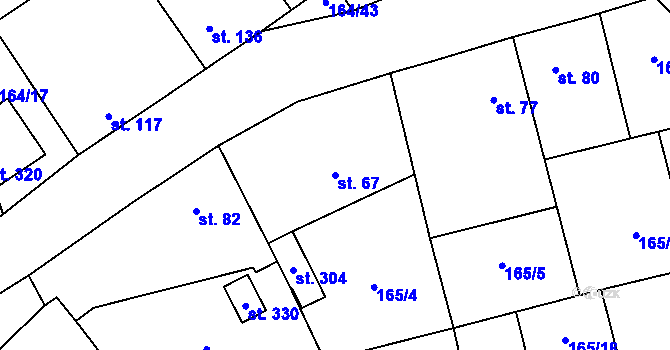 Parcela st. 67 v KÚ Kyšice, Katastrální mapa
