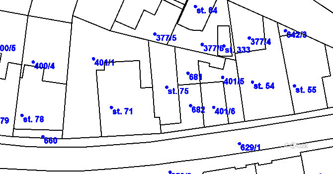 Parcela st. 75 v KÚ Kyšice, Katastrální mapa