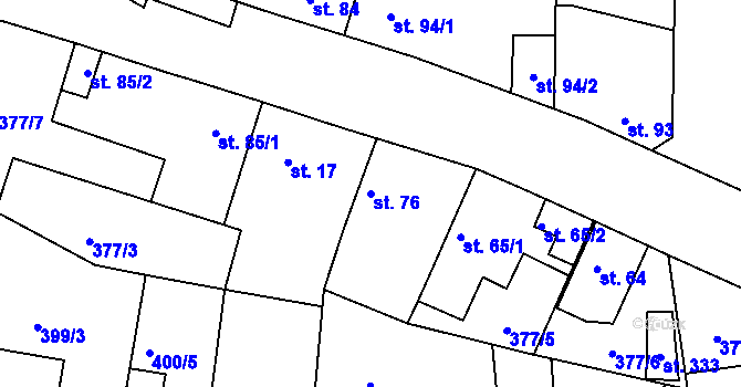 Parcela st. 76 v KÚ Kyšice, Katastrální mapa