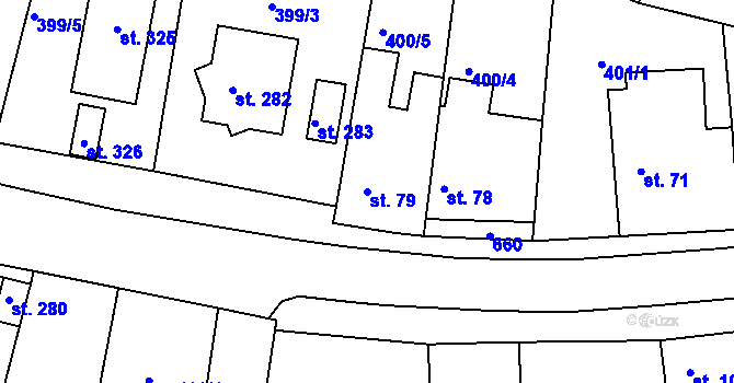 Parcela st. 79 v KÚ Kyšice, Katastrální mapa
