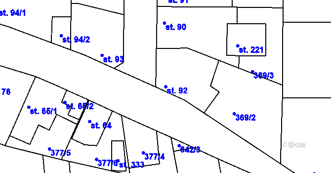 Parcela st. 92 v KÚ Kyšice, Katastrální mapa