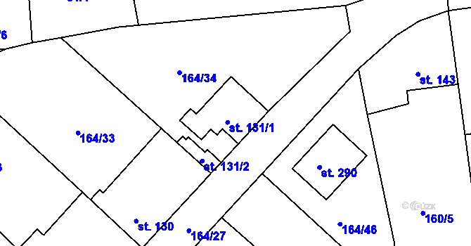 Parcela st. 131 v KÚ Kyšice, Katastrální mapa