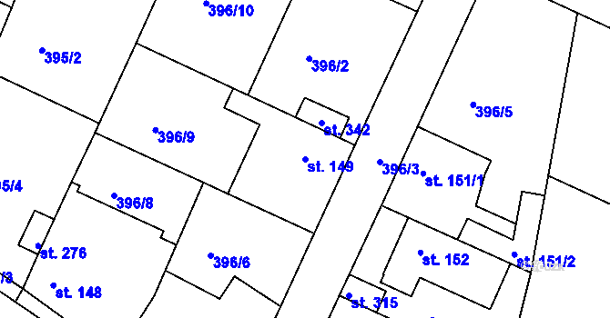 Parcela st. 149 v KÚ Kyšice, Katastrální mapa