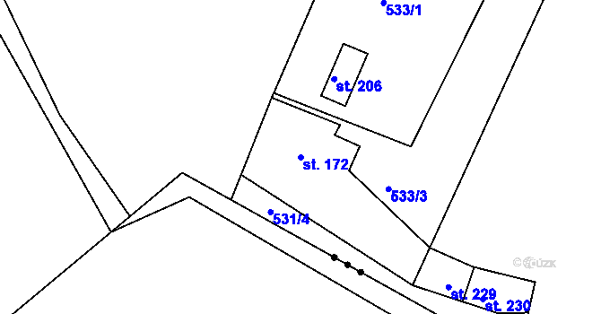 Parcela st. 172 v KÚ Kyšice, Katastrální mapa