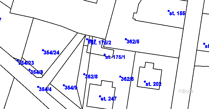 Parcela st. 175/1 v KÚ Kyšice, Katastrální mapa