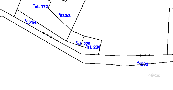 Parcela st. 230 v KÚ Kyšice, Katastrální mapa