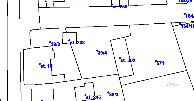 Parcela st. 39/4 v KÚ Kyšice, Katastrální mapa