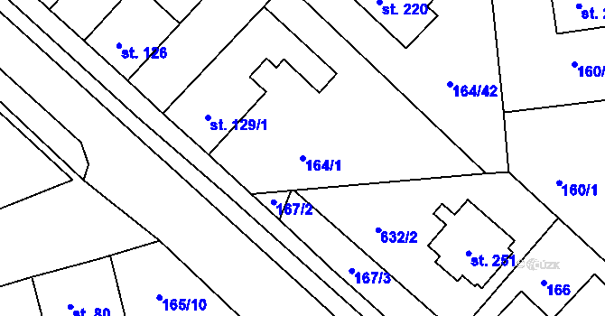 Parcela st. 164/1 v KÚ Kyšice, Katastrální mapa