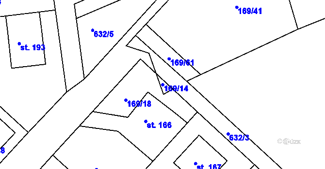 Parcela st. 169/14 v KÚ Kyšice, Katastrální mapa