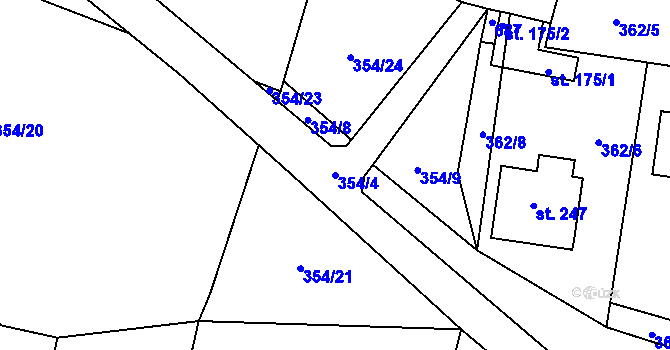 Parcela st. 354/4 v KÚ Kyšice, Katastrální mapa