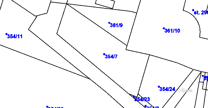 Parcela st. 354/7 v KÚ Kyšice, Katastrální mapa