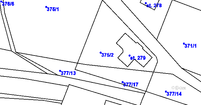 Parcela st. 375/2 v KÚ Kyšice, Katastrální mapa