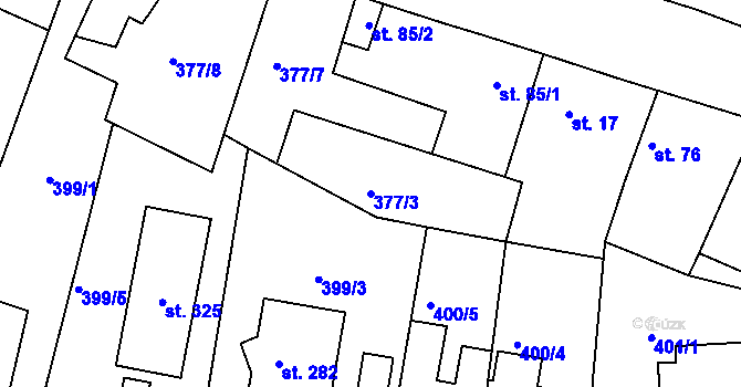 Parcela st. 377/3 v KÚ Kyšice, Katastrální mapa