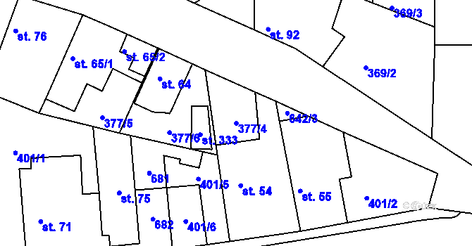 Parcela st. 377/4 v KÚ Kyšice, Katastrální mapa