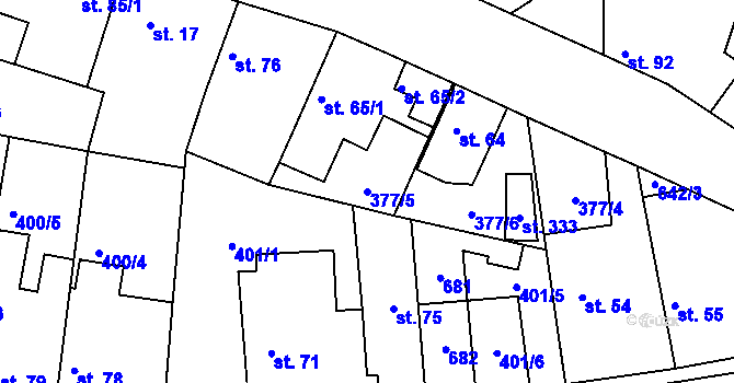 Parcela st. 377/5 v KÚ Kyšice, Katastrální mapa
