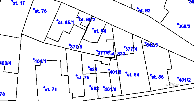 Parcela st. 377/6 v KÚ Kyšice, Katastrální mapa