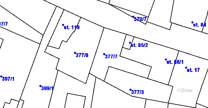 Parcela st. 377/7 v KÚ Kyšice, Katastrální mapa