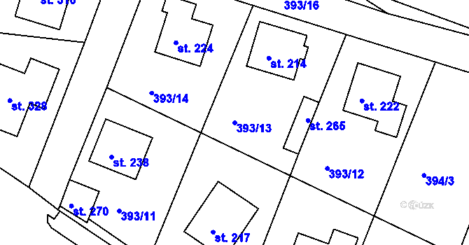 Parcela st. 393/13 v KÚ Kyšice, Katastrální mapa