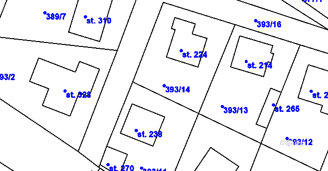 Parcela st. 393/14 v KÚ Kyšice, Katastrální mapa